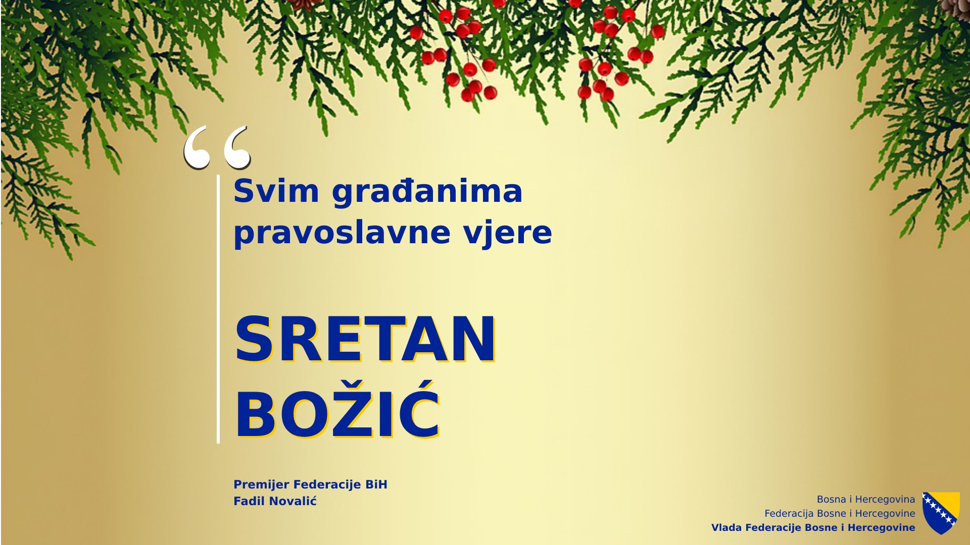Premijer Novalić čestitao pravoslavni Božić