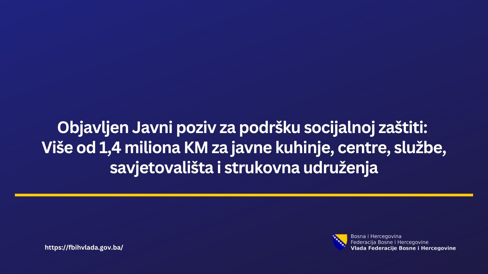 Objavljen Javni poziv za podršku socijalnoj zaštiti: Više od 1,4 miliona KM za javne kuhinje, centre, službe, savjetovališta i strukovna udruženja