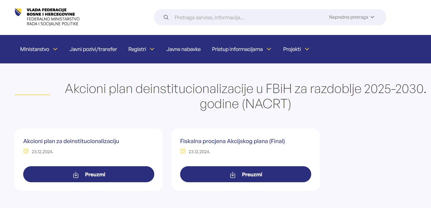 ФМРСП: Припремљен Акциони план за деинституционализацију и трансформацију социјалних установа у ФБиХ